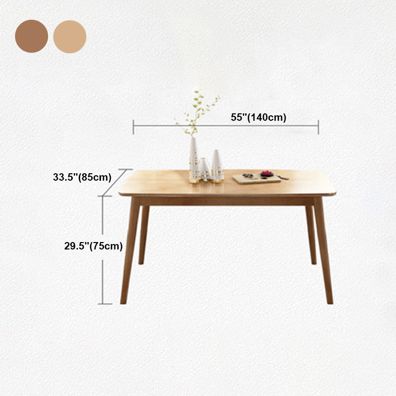 Modern Rubber Wood Table for Restaurant Rectangle Dining Table with 4 Legs