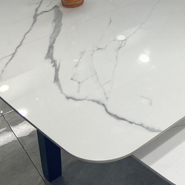Modern Dining Table White Rectangle Table with 4 Legs for Dining Room