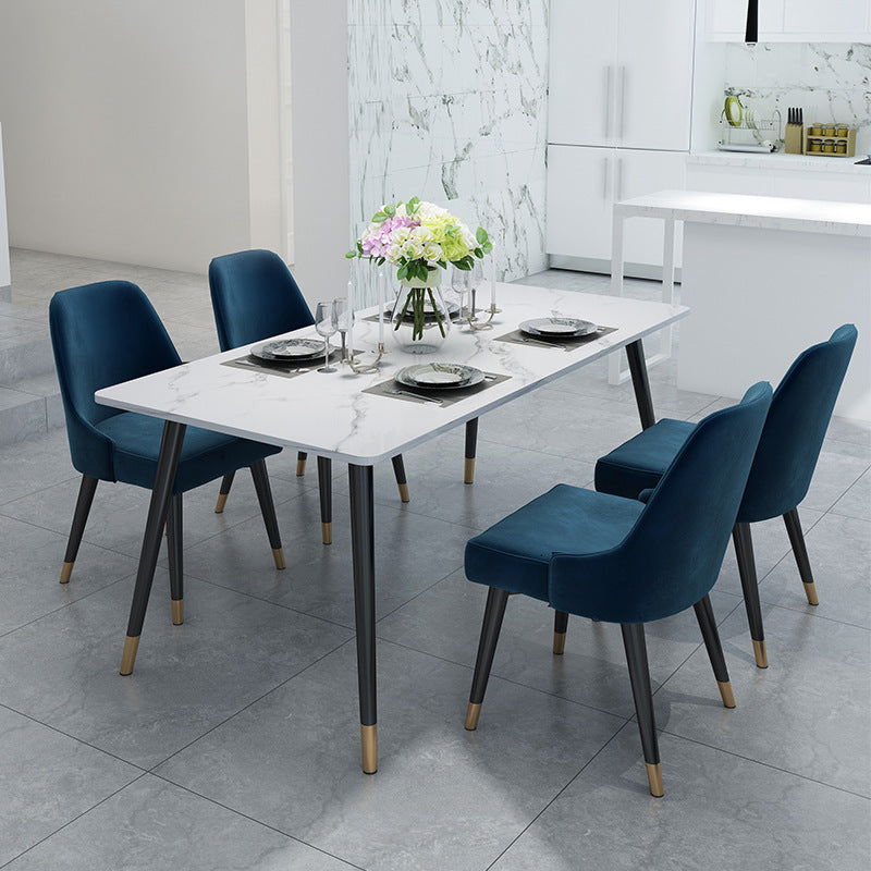 Table de 4 pieds en pierre Glam Recangle Matte Finish Table à manger pour restaurant