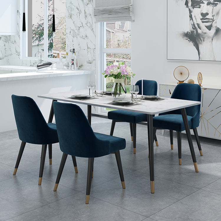 Table de 4 pieds en pierre Glam Recangle Matte Finish Table à manger pour restaurant