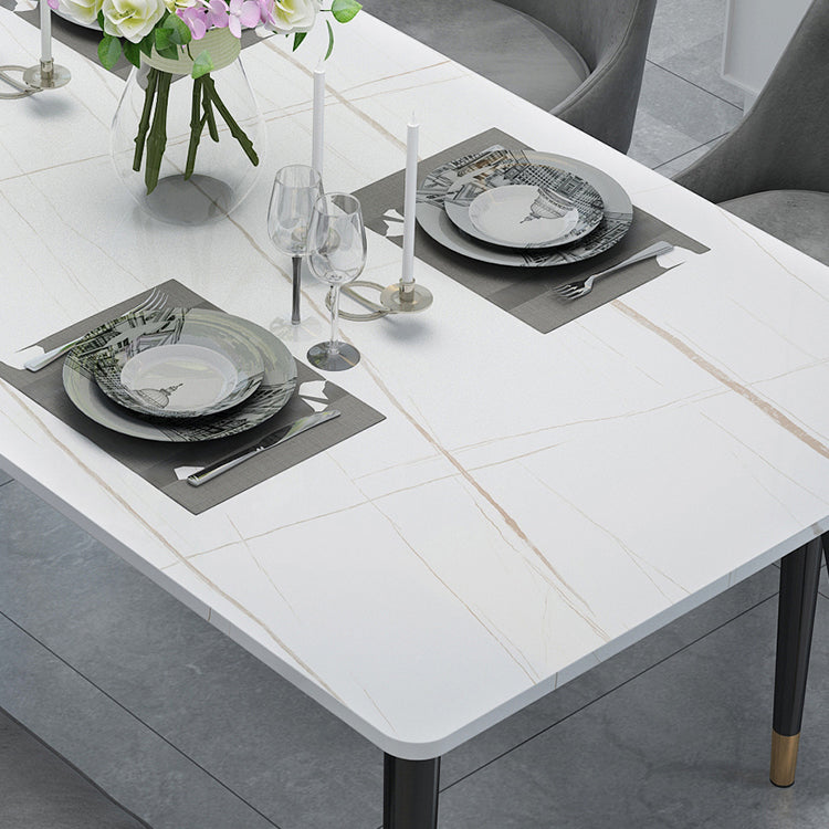 Table de 4 pieds en pierre Glam Recangle Matte Finish Table à manger pour restaurant