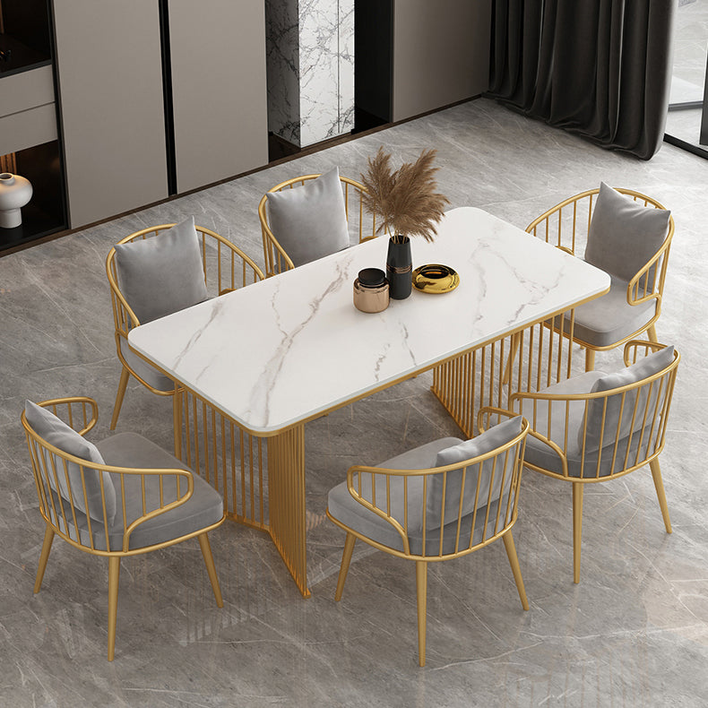 Glam Stone – Table de salle à manger à Double piédestal, rectangulaire, finition mate, pour cuisine