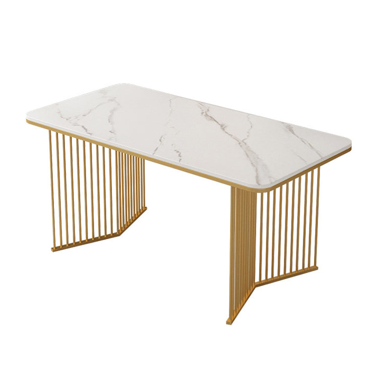 Glam Stone – Table de salle à manger à Double piédestal, rectangulaire, finition mate, pour cuisine