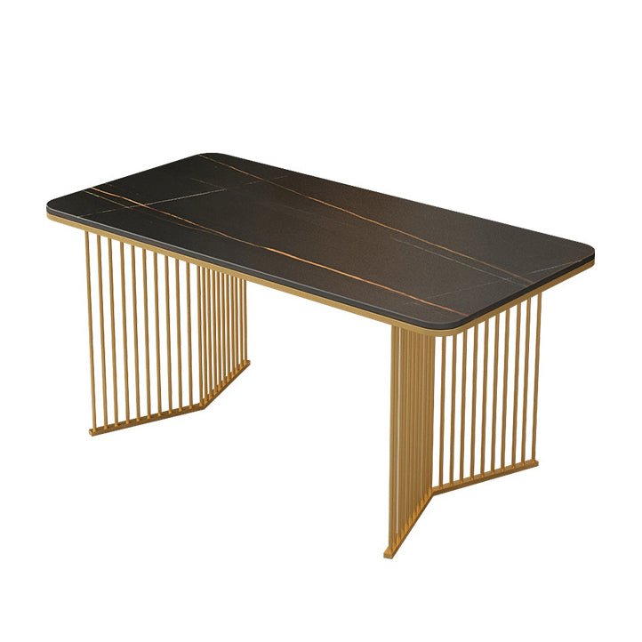 Glam Stone – Table de salle à manger à Double piédestal, rectangulaire, finition mate, pour cuisine