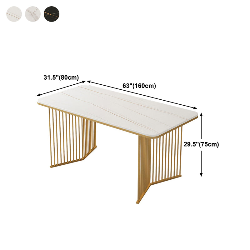 Glam Stone – Table de salle à manger à Double piédestal, rectangulaire, finition mate, pour cuisine