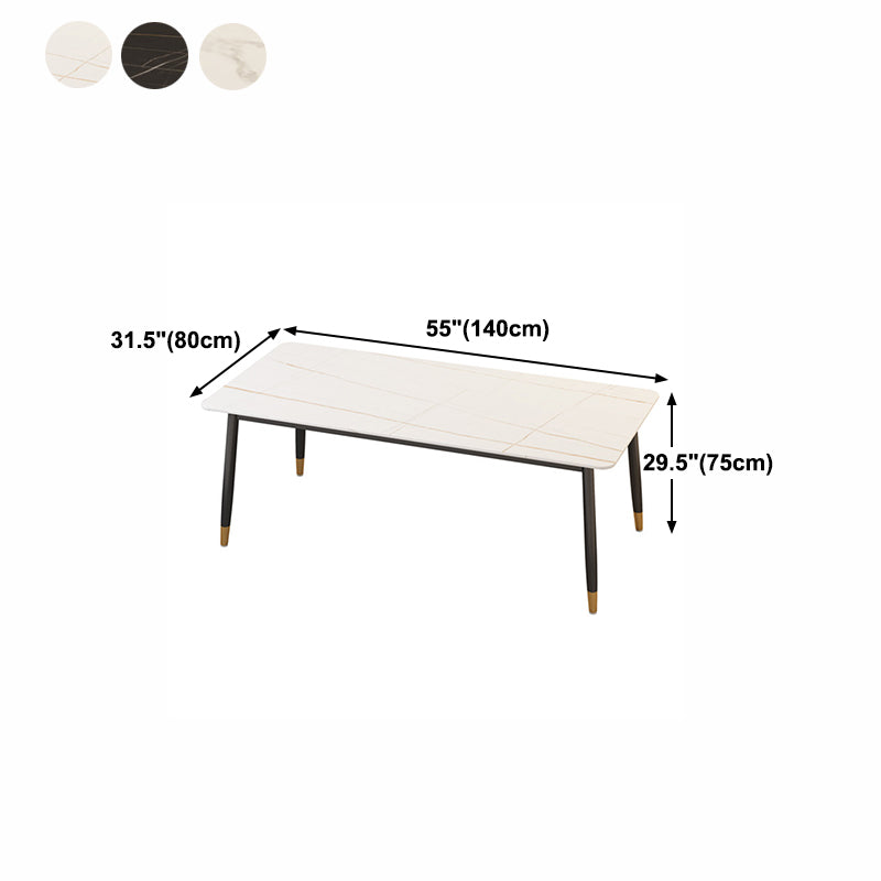 Mesa de comedor moderna de imitación de mármol con acabado mate, rectangular, 4 patas