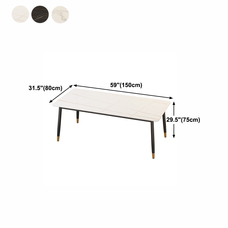 Mesa de comedor moderna de imitación de mármol con acabado mate, rectangular, 4 patas