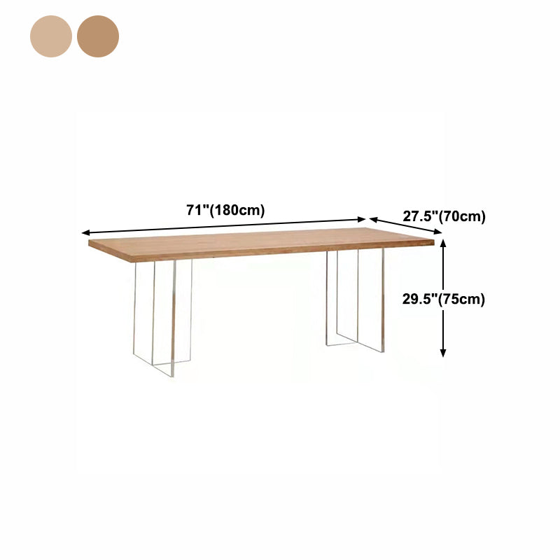 Mesa de restaurante moderna de mesa de madera de pino con base de pedestal doble acrílico