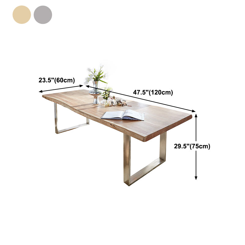 Table moderne en bois massif pour restaurant Table à manger rectangulaire avec double piédestal