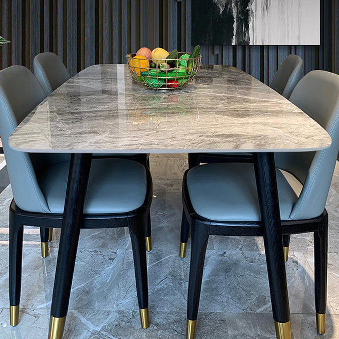 Eettafel met stenen blad Moderne eettafel met 4 poten in zwart