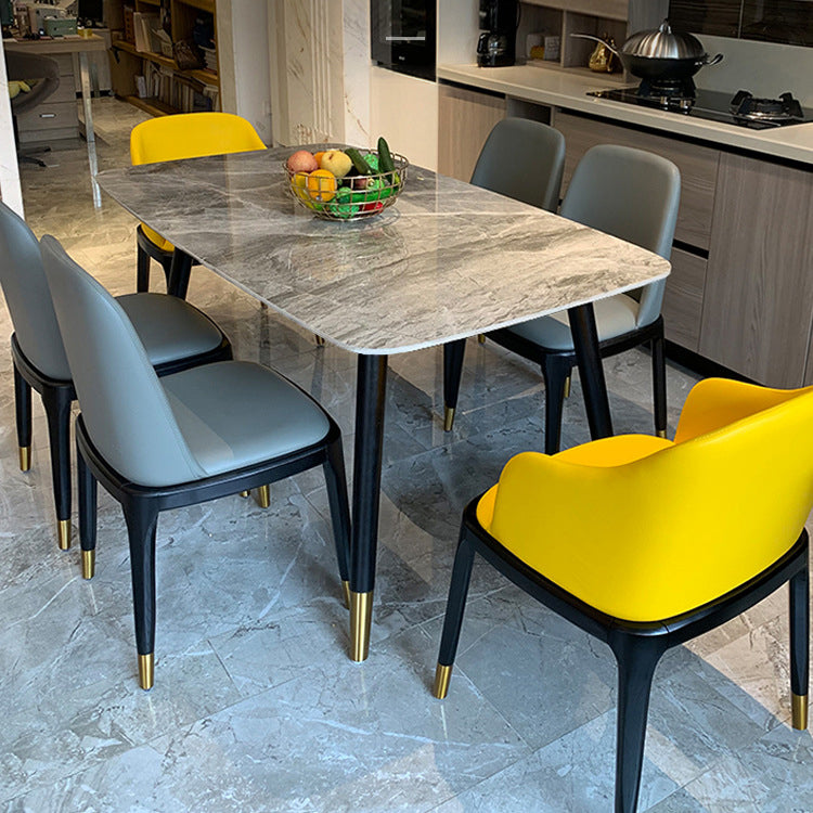 Eettafel met stenen blad Moderne eettafel met 4 poten in zwart