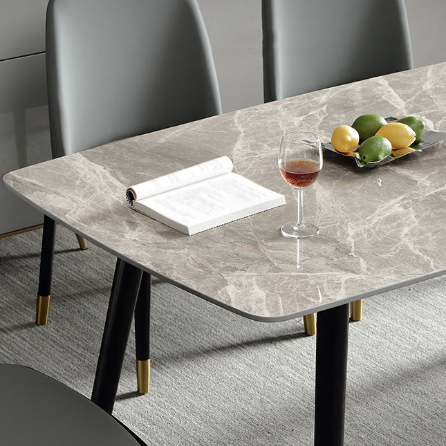 Mesa de comedor de piedra con 4 piernas negras