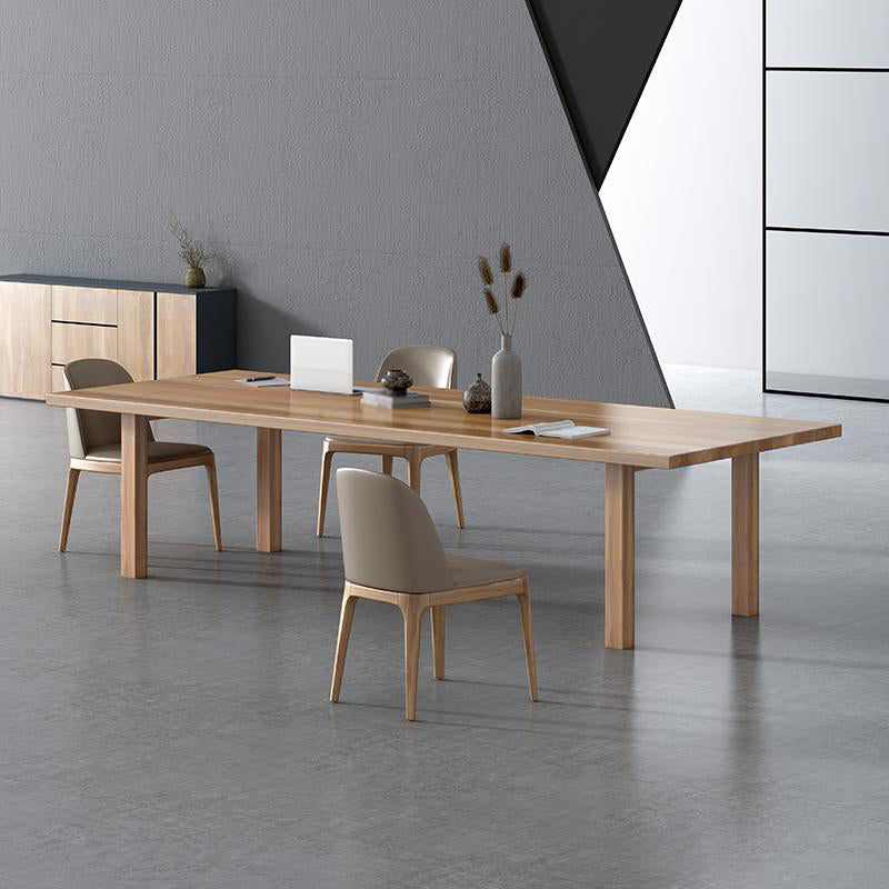 Modern Solid Wood Table for Restaurant Rectangle Brown Dining Table with 4 Legs