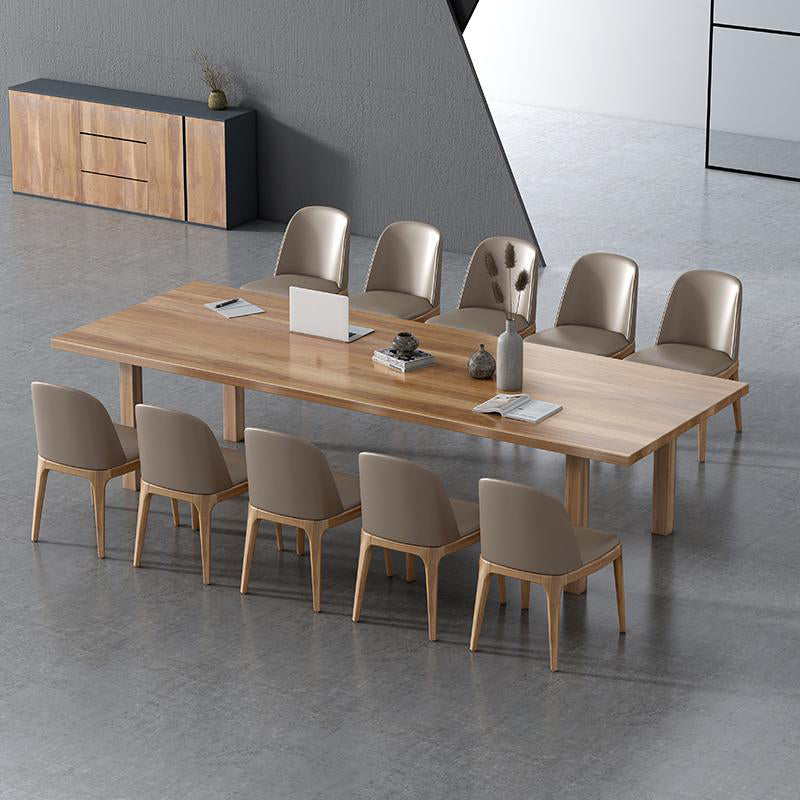 Modern Solid Wood Table for Restaurant Rectangle Brown Dining Table with 4 Legs