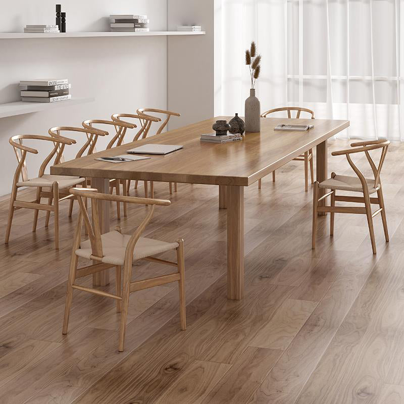 Modern Solid Wood Table for Restaurant Rectangle Brown Dining Table with 4 Legs
