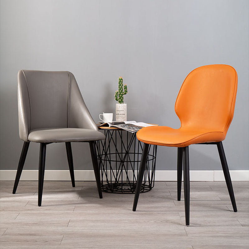 Silla moderna con respaldo sólido, sillas sin brazos con patas de metal para cocina