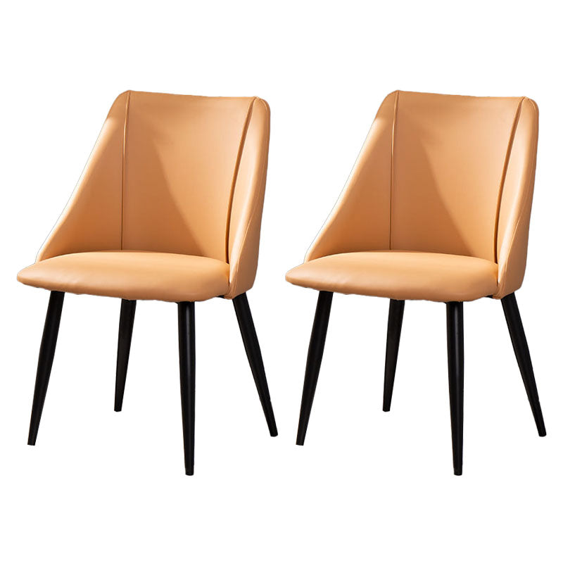 Silla moderna con respaldo sólido, sillas sin brazos con patas de metal para cocina