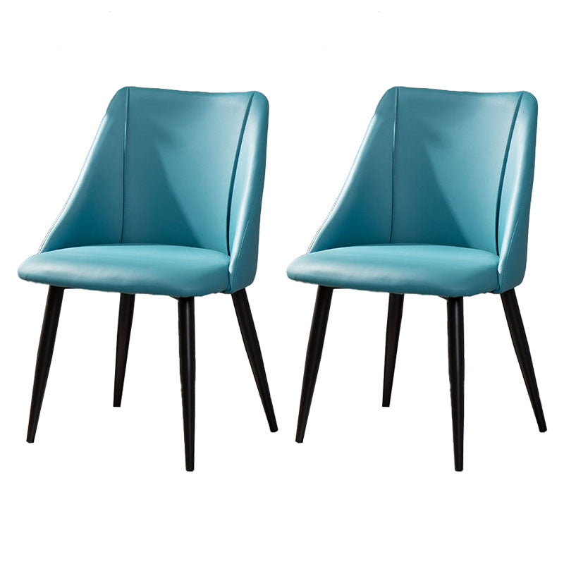 Silla moderna con respaldo sólido, sillas sin brazos con patas de metal para cocina