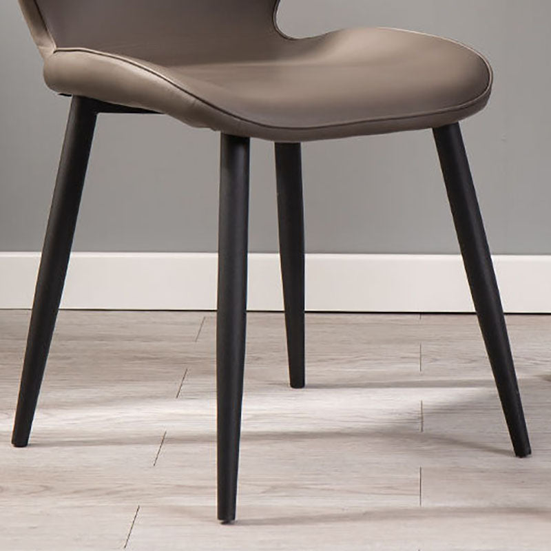 Silla moderna con respaldo sólido, sillas sin brazos con patas de metal para cocina