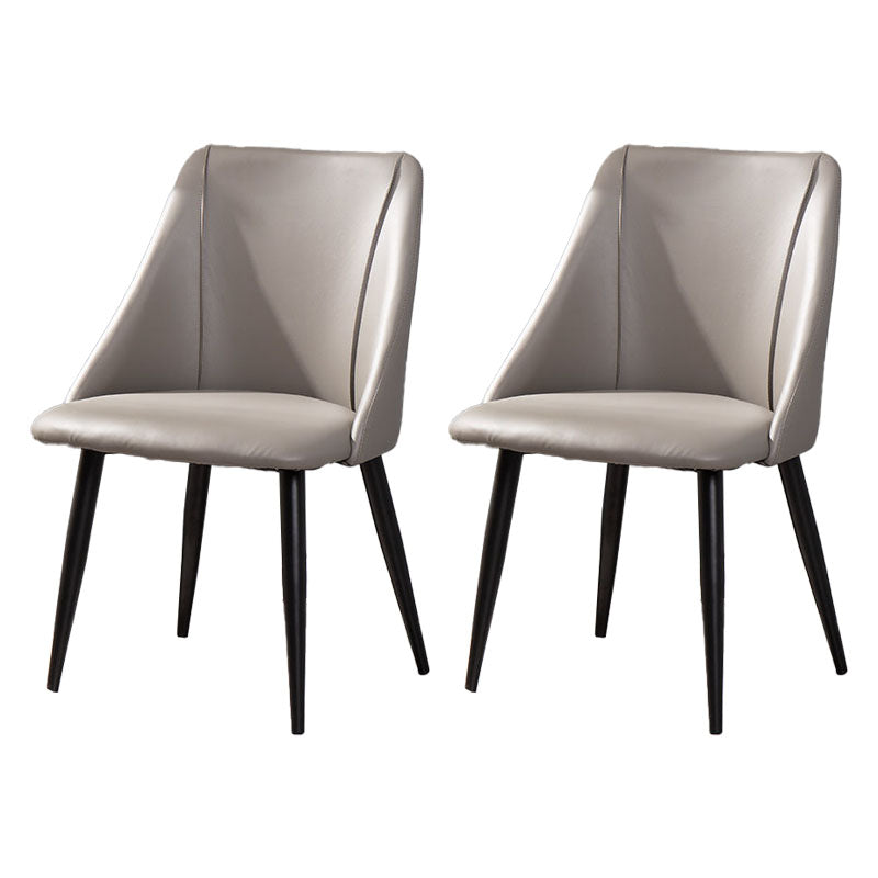 Silla moderna con respaldo sólido, sillas sin brazos con patas de metal para cocina