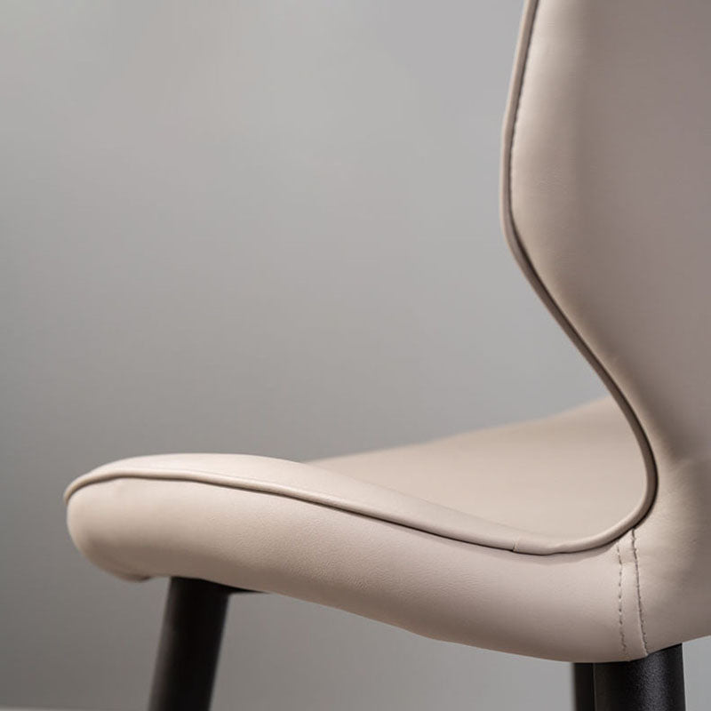 Silla moderna con respaldo sólido, sillas sin brazos con patas de metal para cocina