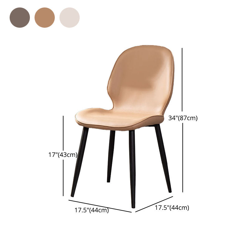 Silla moderna con respaldo sólido, sillas sin brazos con patas de metal para cocina