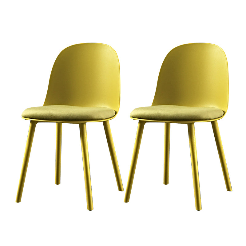 Scandinavian Plastic Dining Armless Chair Solid Back Chair for Home