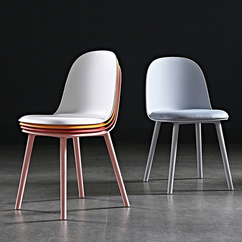 Silla sin brazos de comedor de plástico escandinavo, silla con respaldo sólido para el hogar