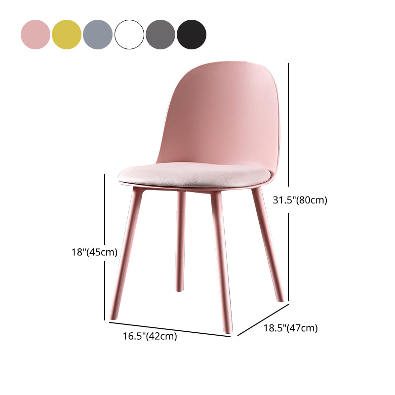 Silla sin brazos de comedor de plástico escandinavo, silla con respaldo sólido para el hogar