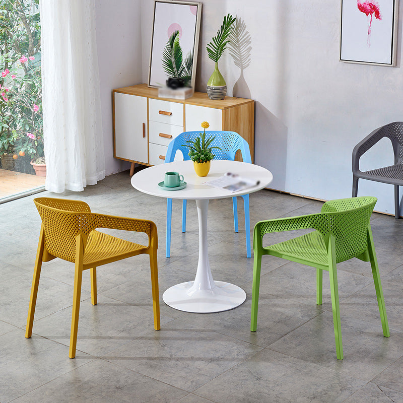 Plastic Scandinavian Dining Kitchen Room  Arm Chair Solid Back Chair