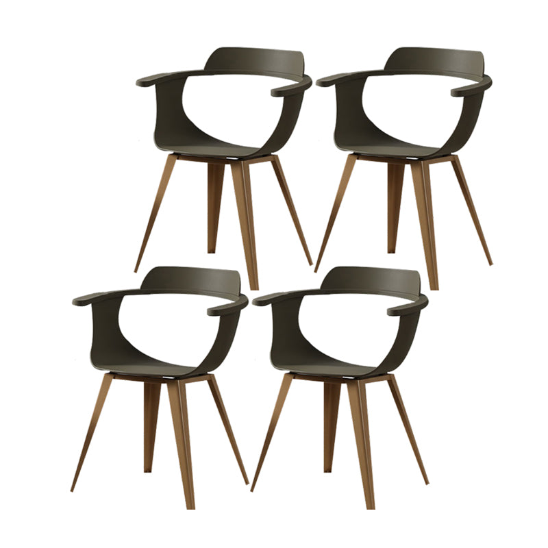 Silla moderna con respaldo abierto, sillones de comedor con patas de metal para cocina