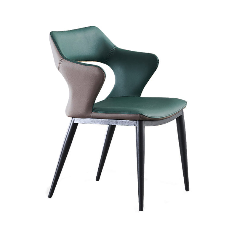Industrial Design Faux Leather Dining Chairs Open Back Arm Dining Chairs