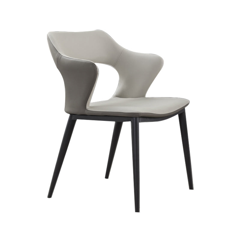 Industrial Design Faux Leather Dining Chairs Open Back Arm Dining Chairs