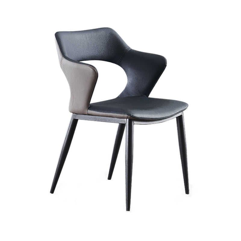 Industrial Design Faux Leather Dining Chairs Open Back Arm Dining Chairs