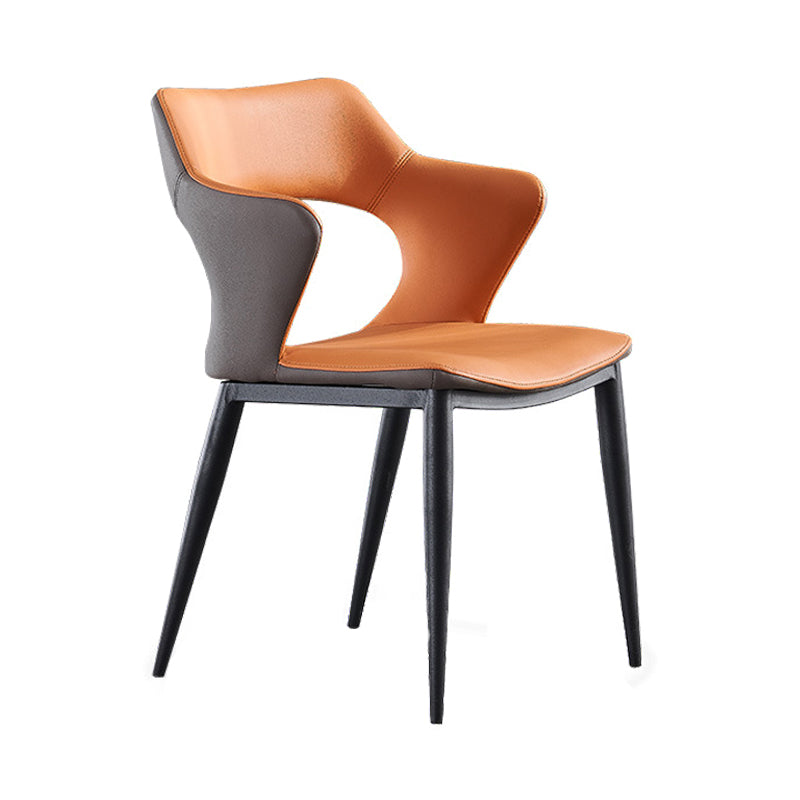 Industrial Design Faux Leather Dining Chairs Open Back Arm Dining Chairs