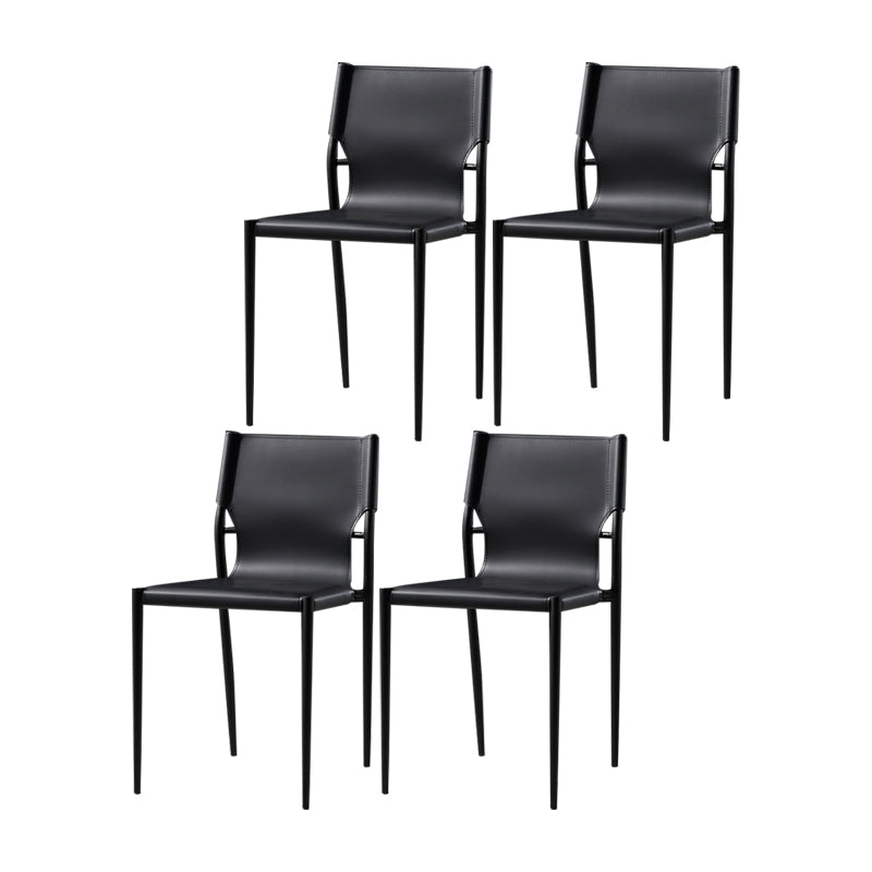 Silla de comedor de cuero de estilo industrial, silla de comedor sin brazos con respaldo sólido