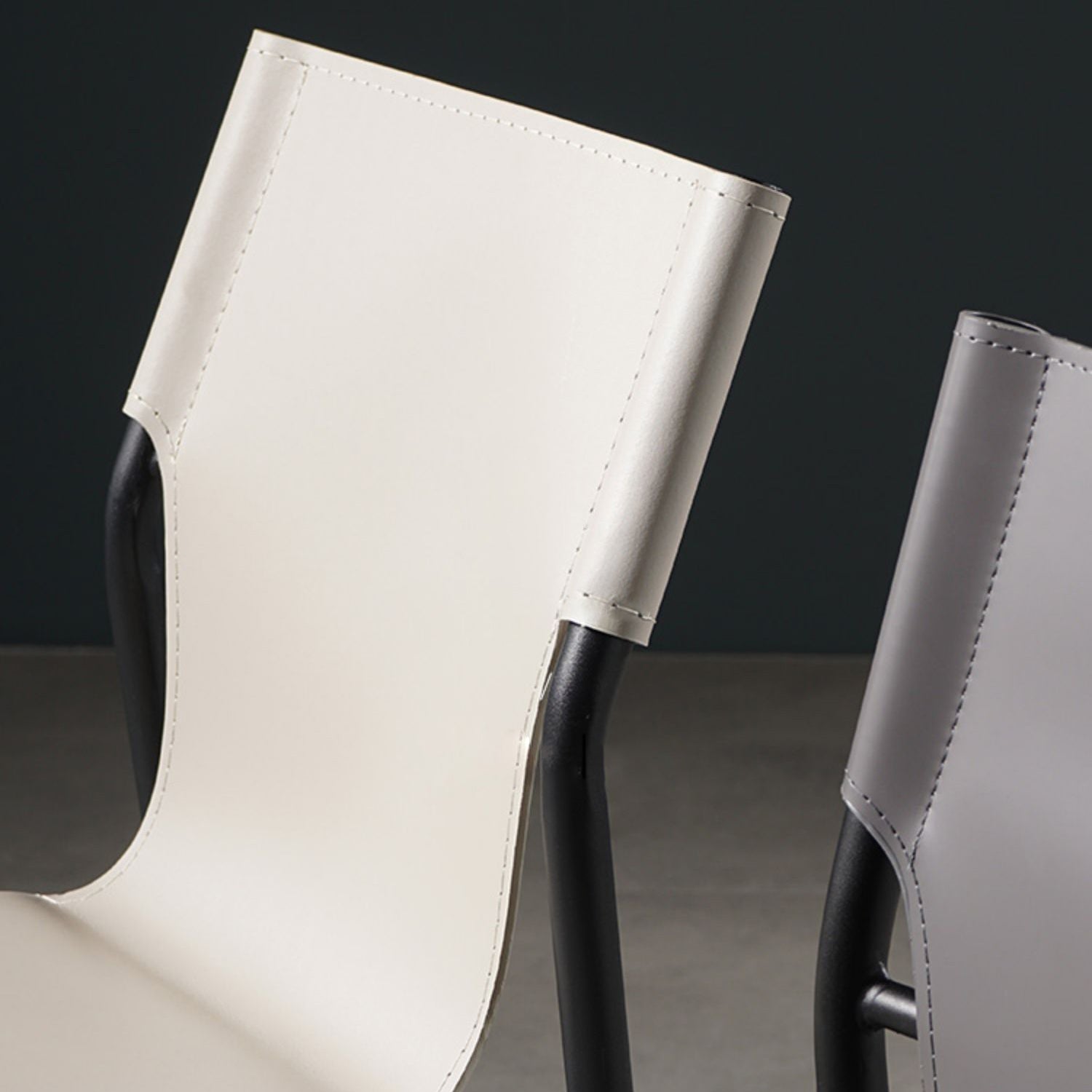 Silla de comedor de cuero de estilo industrial, silla de comedor sin brazos con respaldo sólido
