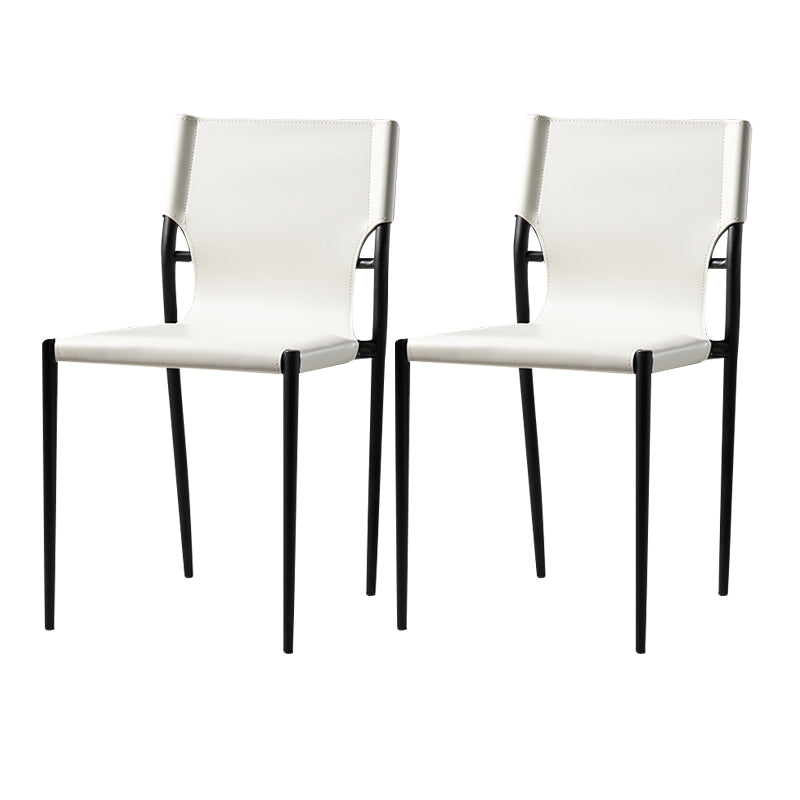 Silla de comedor de cuero de estilo industrial, silla de comedor sin brazos con respaldo sólido