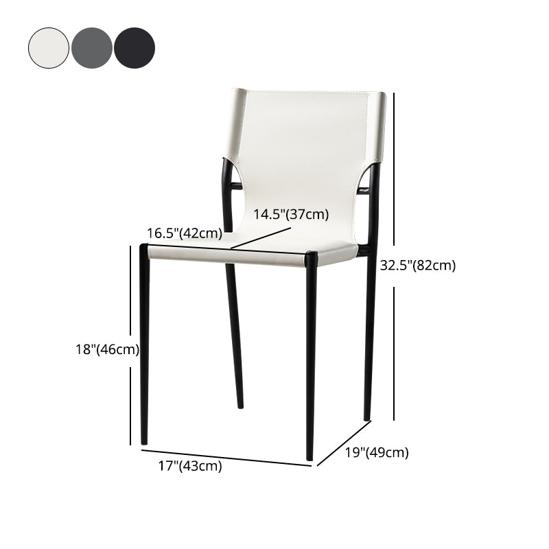 Silla de comedor de cuero de estilo industrial, silla de comedor sin brazos con respaldo sólido