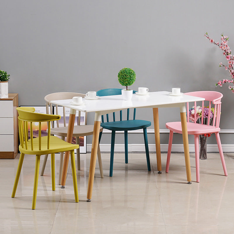 Silla trasera Windsor de estilo moderno, sillones de comedor con patas de plástico para cocina