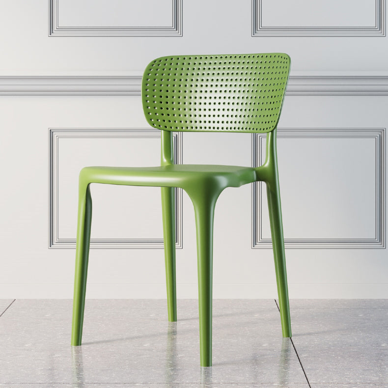 Silla lateral de comedor escandinava de plástico, silla con respaldo abierto de cocina