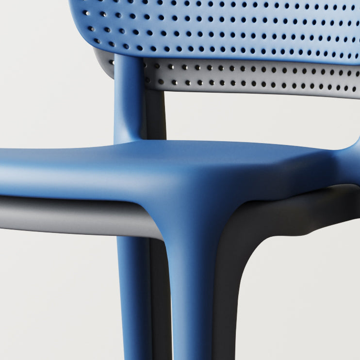 Silla lateral de comedor escandinava de plástico, silla con respaldo abierto de cocina