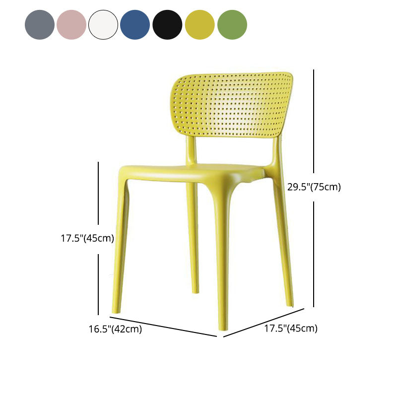 Silla lateral de comedor escandinava de plástico, silla con respaldo abierto de cocina