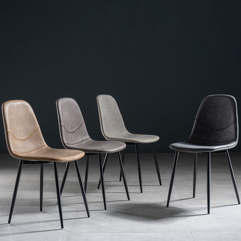 Silla de estilo moderno, silla sin brazos con patas de metal para cocina