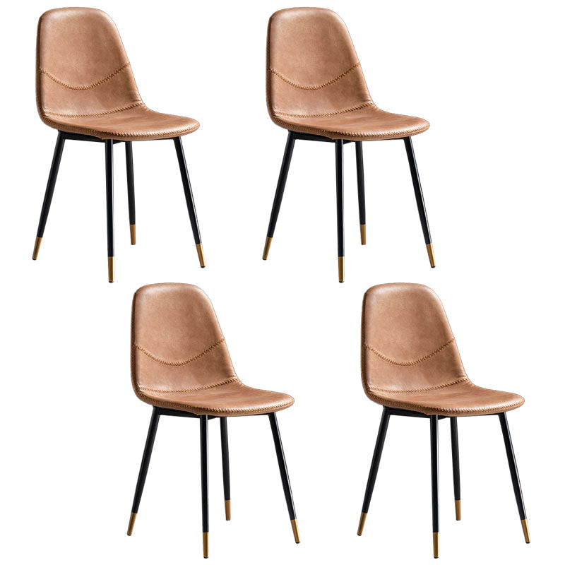 Silla de estilo moderno, silla sin brazos con patas de metal para cocina