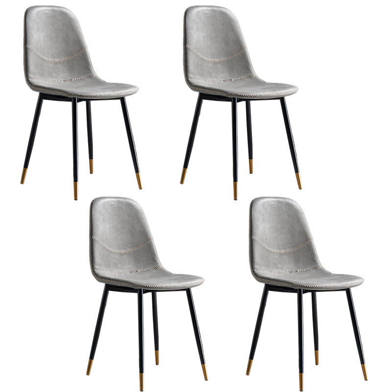 Silla de estilo moderno, silla sin brazos con patas de metal para cocina