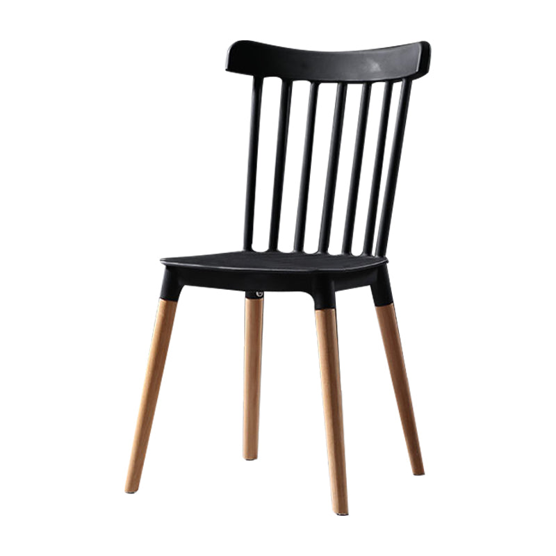 Silla con respaldo de listones de estilo moderno, sillas sin brazos con patas de madera para cocina