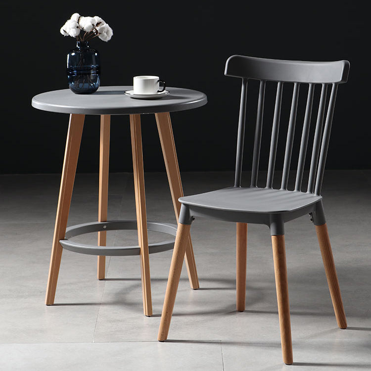 Silla con respaldo de listones de estilo moderno, sillas sin brazos con patas de madera para cocina