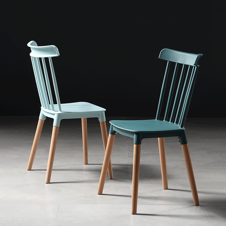Silla con respaldo de listones de estilo moderno, sillas sin brazos con patas de madera para cocina