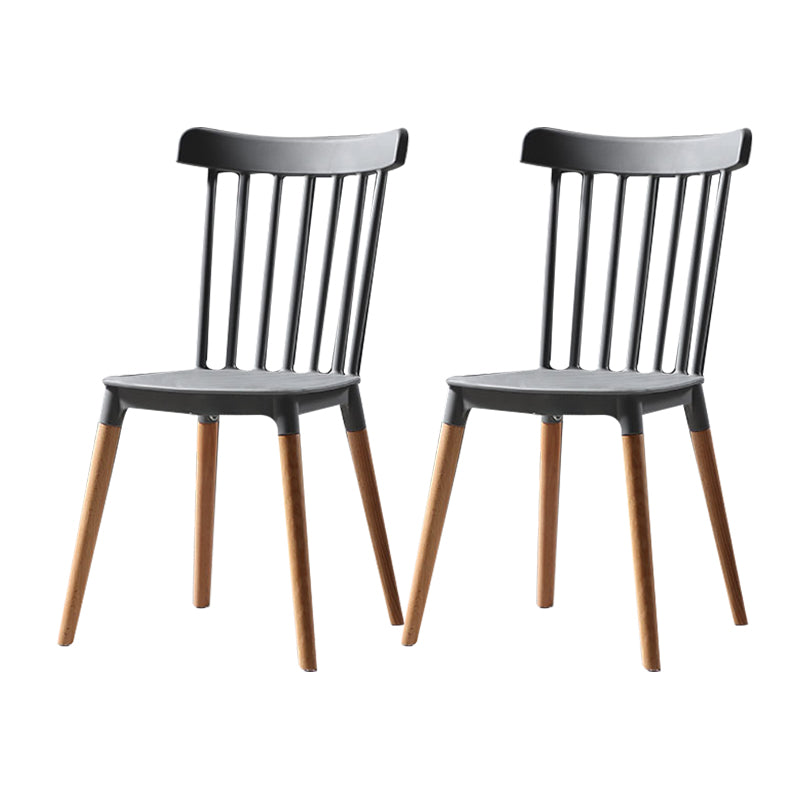 Silla con respaldo de listones de estilo moderno, sillas sin brazos con patas de madera para cocina